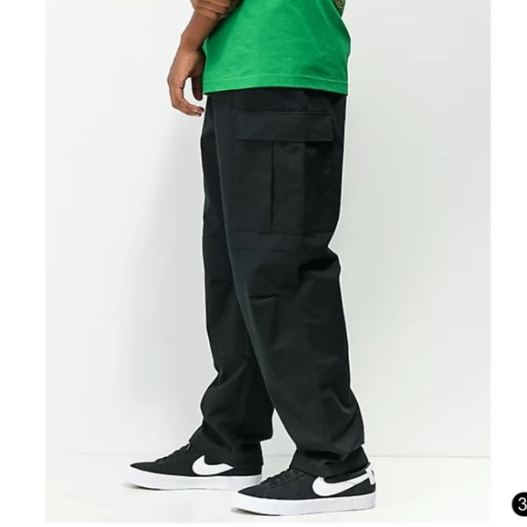 Empyre Black Corduroy Cargo Skate Straight Leg Pants - Picture 1 of 7